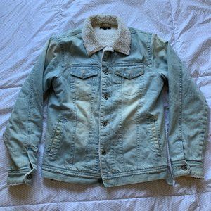 WEGO (Japan) Acid Bleached Wool Lining Denim Jacket Size M